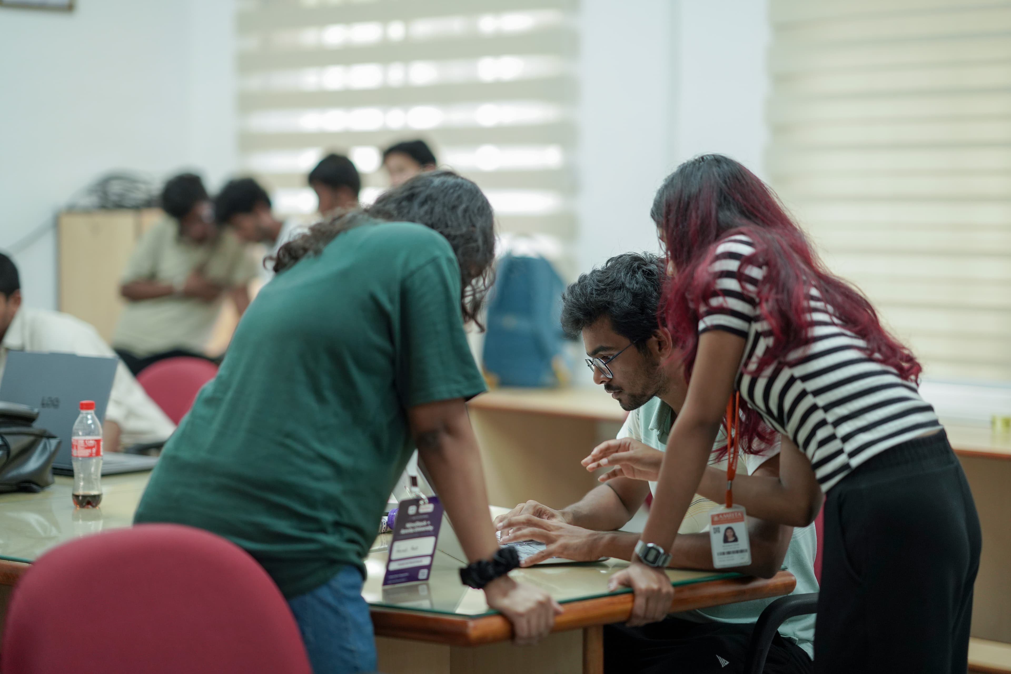 Networking with developers at a hackathon